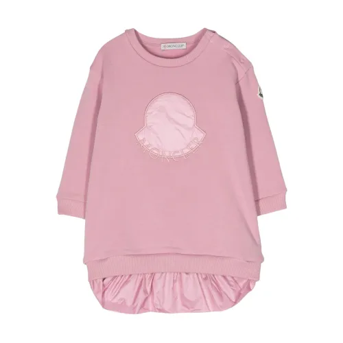 Moncler , Girls Clothing Dress Pink Aw23 ,Pink female, Sizes: