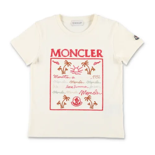 Moncler , Girl's Clothing T-Shirts & Polos Beige Ss24 ,Beige female, Sizes: