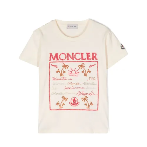 Moncler , Girl's Clothing T-Shirts & Polos Beige Ss24 ,Multicolor female, Sizes: