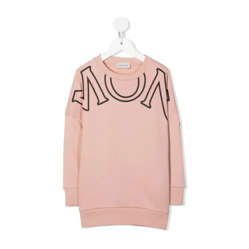 Moncler , Girls` Cotton Pink Dress ,Pink female, Sizes: