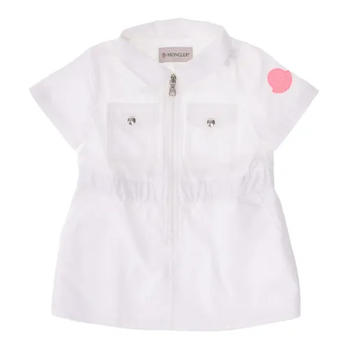 Moncler , Girls Dress - Regular Fit - Suitable for Warm Weather - 100% Cotton ,White female, Sizes: