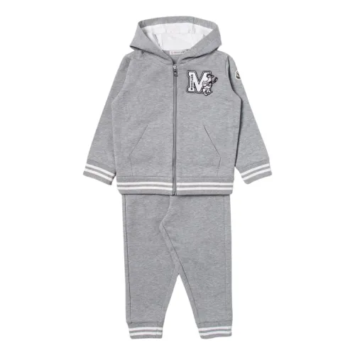 Moncler , Grey Kids Dress Set with Hoodie and Elastic Waistband ,Gray male, Sizes: