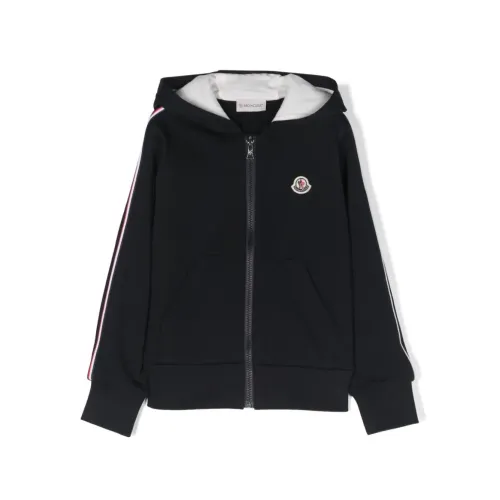 Moncler , Hooded Zip Sweatshirt ,Black unisex, Sizes:
