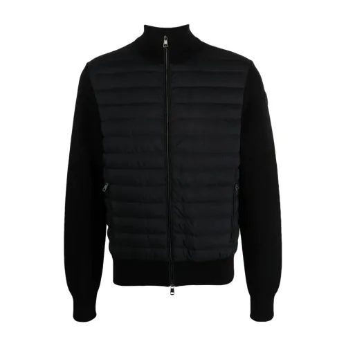 Moncler , Hybrid Cardigan with Down-Filled Front ,Black male, Sizes: