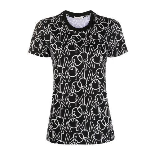Moncler , Iconic Logo T-Shirt ,Black female, Sizes: