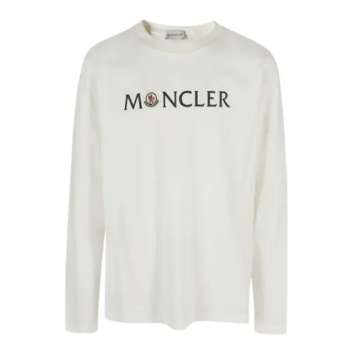 Moncler , Ivory Long Sleeve Kids T-shirt with Logo Print ,White male, Sizes: