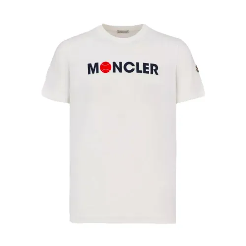 Moncler , J1 091 8C00008 829Hp 034 T-shirt ,White male, Sizes: