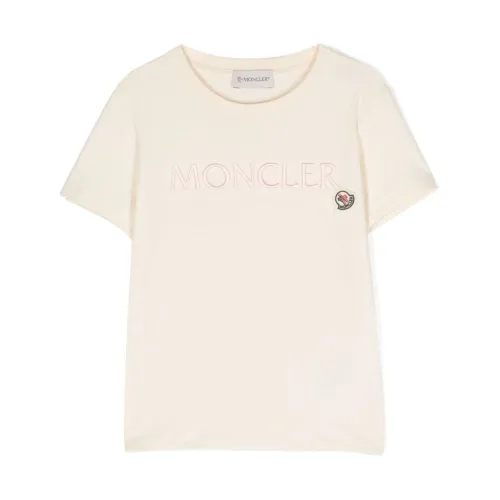 Moncler , Kids Beige T-shirts and Polos ,Beige female, Sizes: