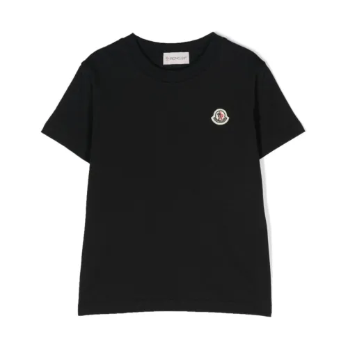 Moncler , Kids Black T-shirts and Polos ,Black male, Sizes: