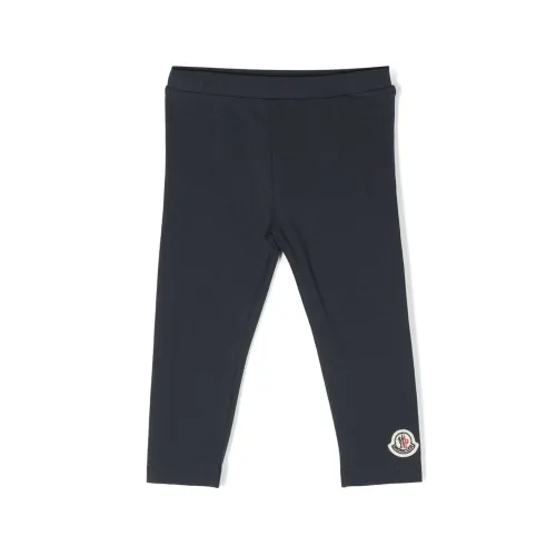Moncler , Kids Black Trousers with Logo Patch ,Black male, Sizes:
