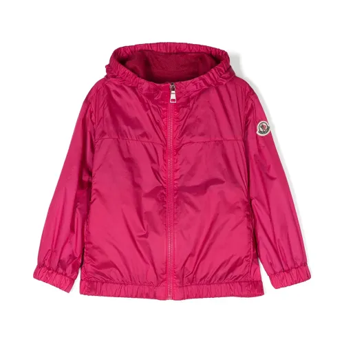 Moncler , Kids Fuchsia Hooded Jacket Zip Closure ,Pink female, Sizes: