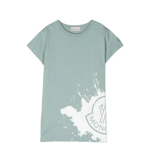 Moncler , Kids Green Cotton T-shirt ,Green male, Sizes: