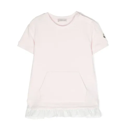 Moncler , Kids Jersey Dress with Ruffle Hem ,Pink female, Sizes: