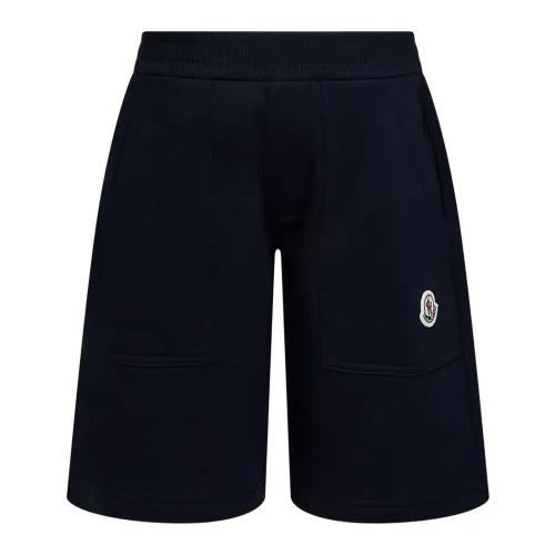 Moncler , Kids Navy Blue Cotton Shorts ,Blue male, Sizes: