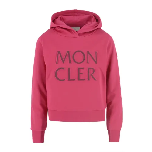 Moncler , Kids Oversize Logo Hoodie in Pink ,Red female, Sizes: