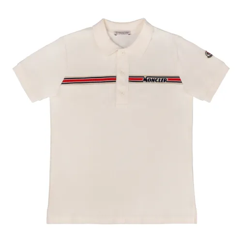 Moncler , Kids Polo T-Shirt - Regular Fit ,White male, Sizes: