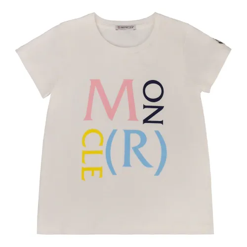 Moncler , Kids Printed T-Shirt - Artico F1 954 ,Beige female, Sizes:
