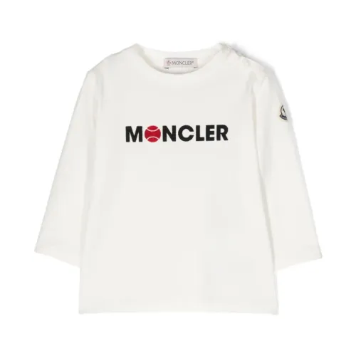 Moncler , Kids Sweaters with Logo Patch ,White male, Sizes: