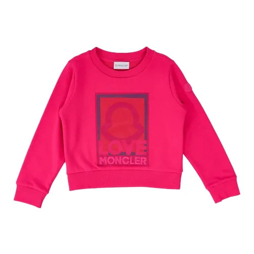 Moncler , Kids Sweatshirt - Regular Fit - All-Weather - 100% Cotton ,Pink female, Sizes: