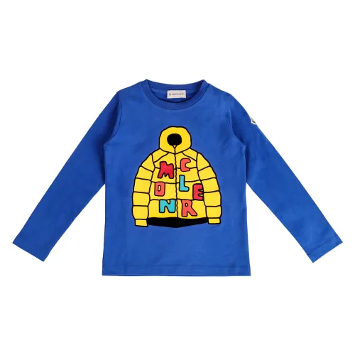 Moncler , Kids T-Shirt - Art. G29548D7342083092 ,Blue male, Sizes:
