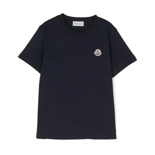Moncler , Kids T-Shirt SS - Trendy Collection ,Black unisex, Sizes: