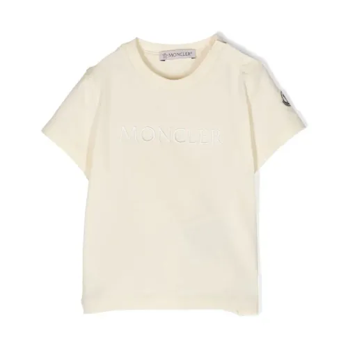 Moncler , Kids T-Shirt SS - Trendy Style ,Beige male, Sizes:
