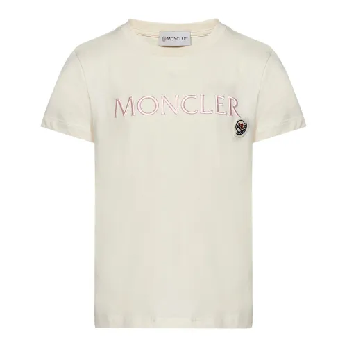 Moncler , Kids T-shirts and Polos in Cream White ,White female, Sizes: