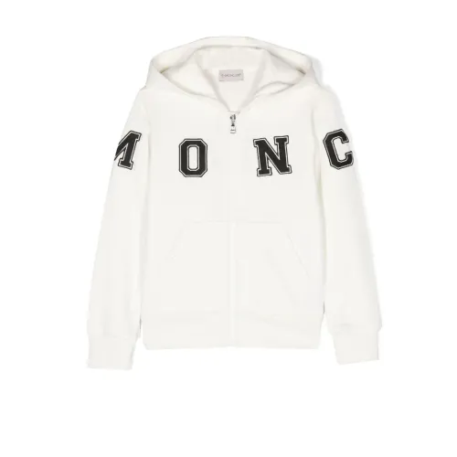 Moncler , Kids White Sweater with Embroidered Lettering ,White male, Sizes:
