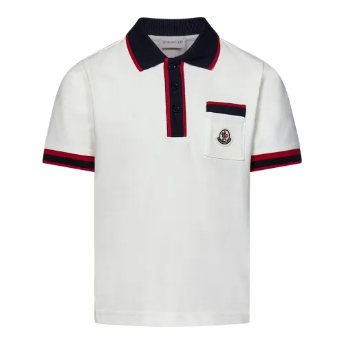 Moncler , Kids White T-shirts and Polos with Striped Pattern ,White male, Sizes: