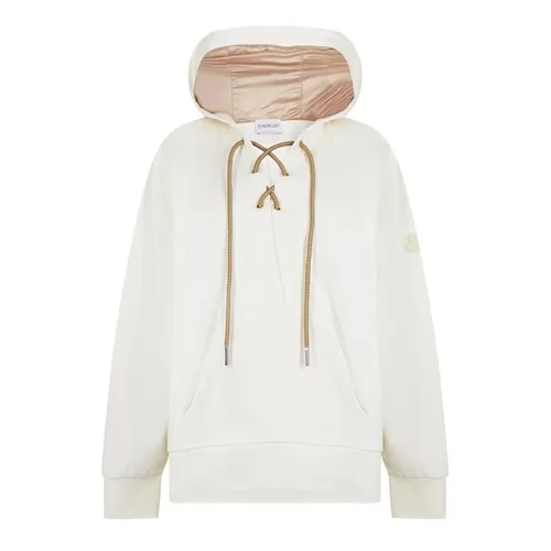 Moncler Lace Up Hoodie - Cream