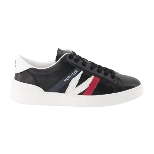 Moncler , Lace-Up Leather Sneakers ,Black male, Sizes:
