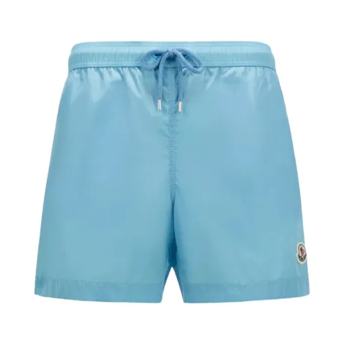 Moncler , Light Blue Swim Shorts with Logo Patch ,Blue male, Sizes: