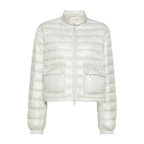 Moncler , Light Grey Nylon Ripstop Coat ,White female, Sizes: