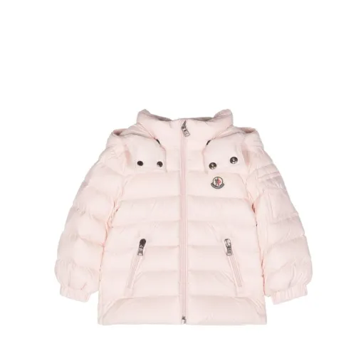 Moncler , Light Pink Nylon Kids Coat with Logo Patch ,Pink female, Sizes: