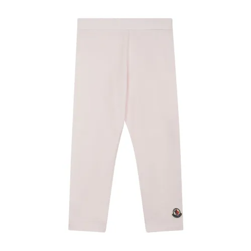 Moncler , Light Pink Stretch Cotton Leggings ,Beige female, Sizes: