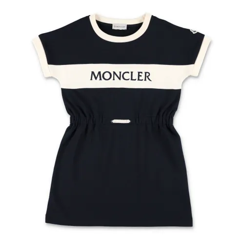 Moncler , Logo Dress Black/White Ss24 ,Black female, Sizes: