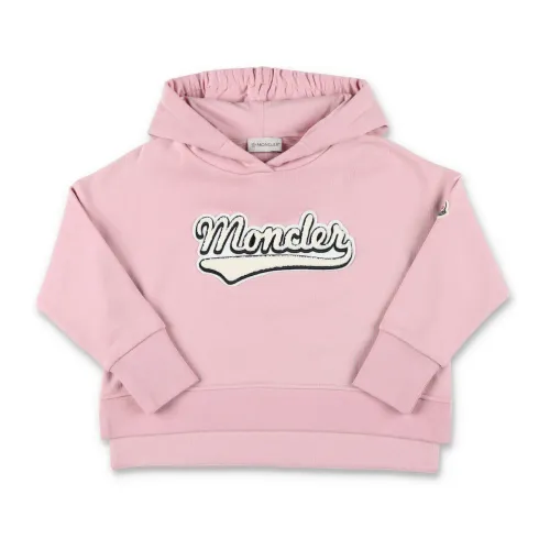 Moncler , Logo Fleece Hoodie ,Pink female, Sizes:
