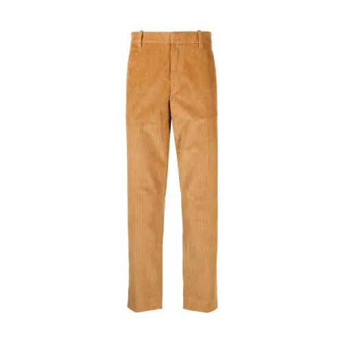 Moncler , Logo Patch Corduroy Pants ,Brown male, Sizes:
