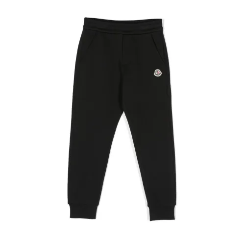 Moncler , Logo-Patch Cotton Track Pants ,Black male, Sizes: