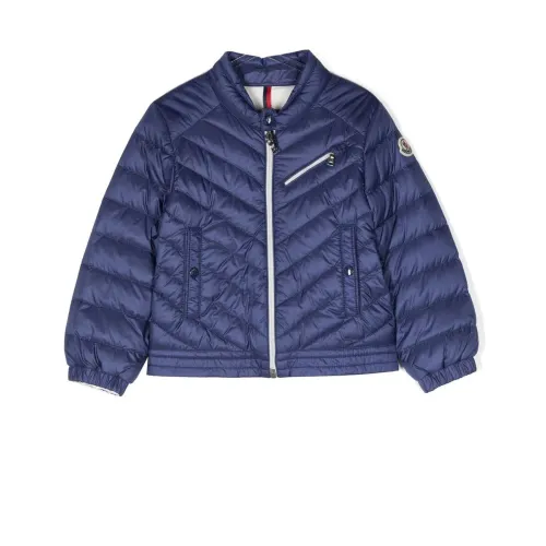 Moncler , Logo-Patch Padded Jacket for Kids ,Blue male, Sizes: