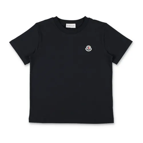 Moncler , Logo Patch T-Shirt Black ,Black male, Sizes: