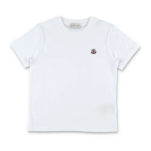 Moncler , Logo Patch T-Shirt for Boys ,White male, Sizes: