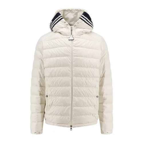 Moncler , Logoed Hood Padded Jacket ,White male, Sizes: