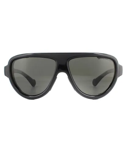Moncler Mens Sunglasses ML0089 01D Shiny Black Smoke Polarized - One