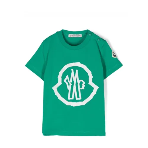 Moncler , Moncler Enfant Baby Branded Cotton T Shirt ,Green male, Sizes:
