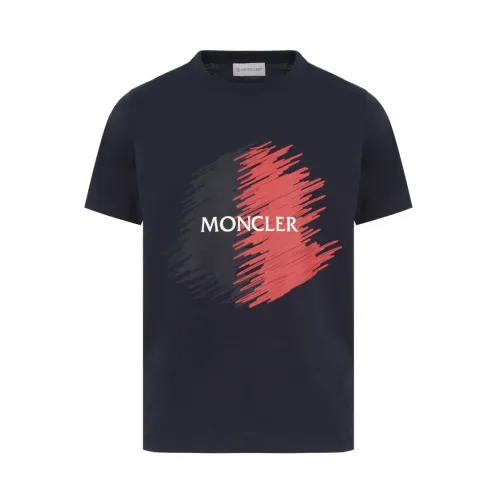 Moncler , Moncler Enfant Kids Scribble Logo T Shirt ,Blue unisex, Sizes: