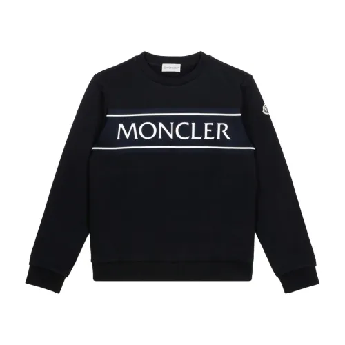Moncler , Navy Blue Logo Print Sweatshirt ,Blue unisex, Sizes: