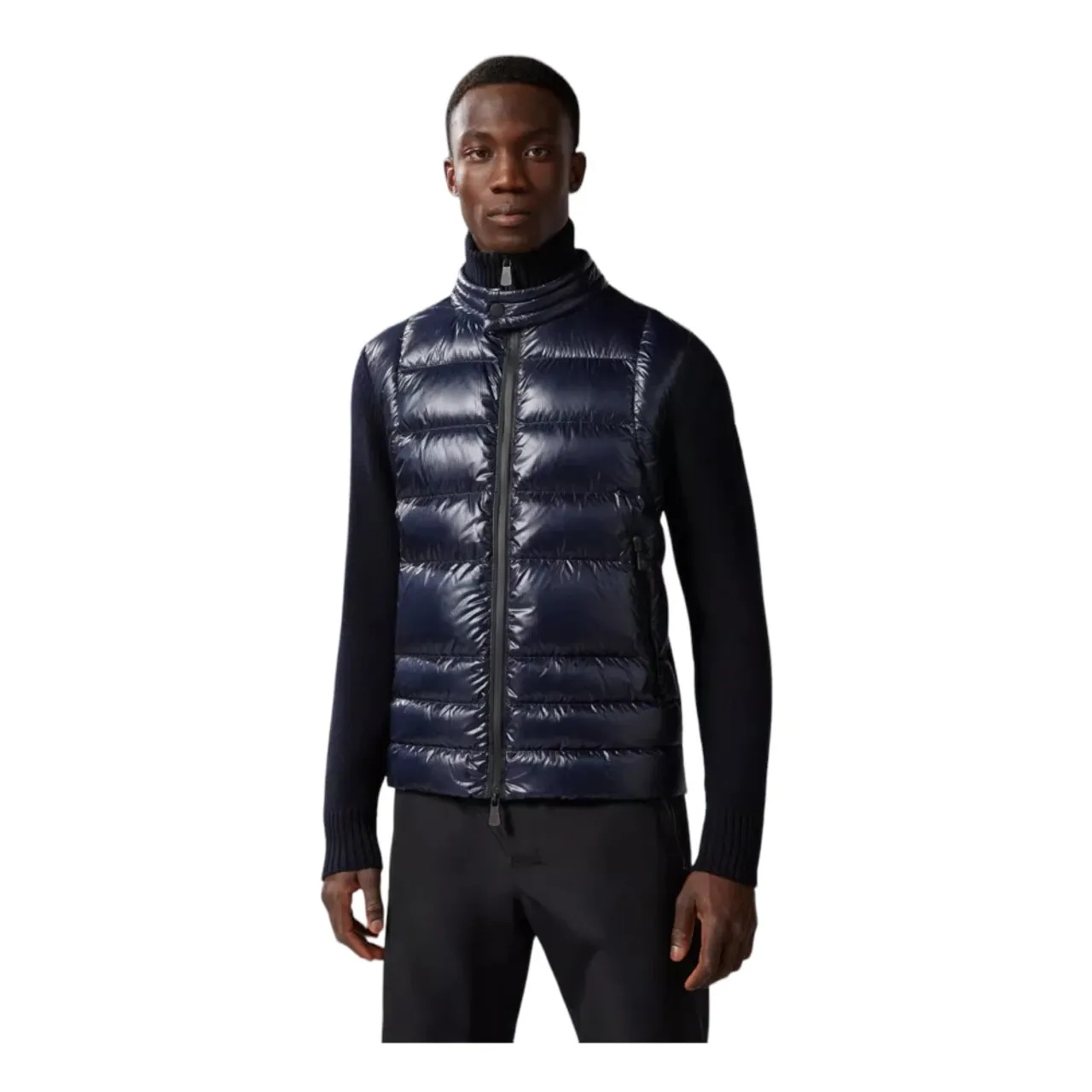 Moncler , Padded Wool Zip-Up Cardigan ,Blue male, Sizes: