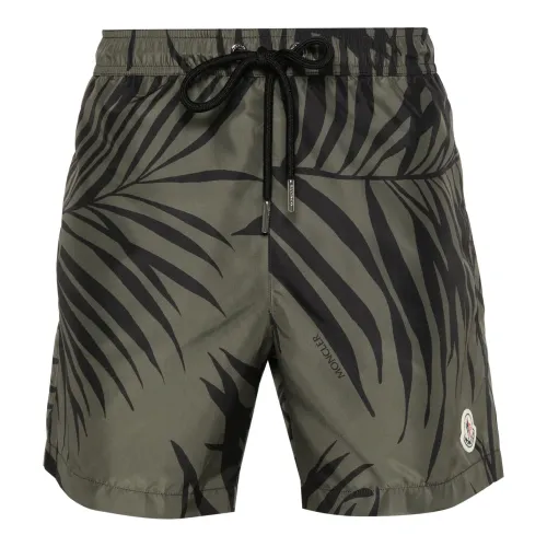 Moncler , Palm Tree-Print Swim Shorts ,Green male, Sizes: