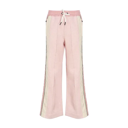 Moncler , Pink Cotton-Fleece Blend Trousers ,Pink female, Sizes: